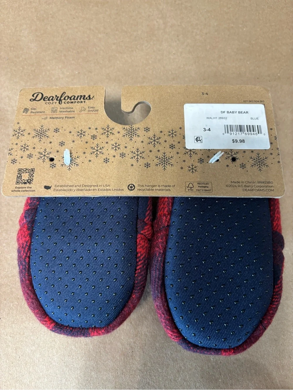 dearfoams Red and Black Plaid 'Baby Bear' Crib Shoes